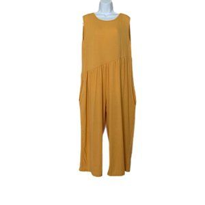 Charlie Charlie Charlotte Yellow Sleeveless Capri Side Pockets Jumpsuit XL NEW